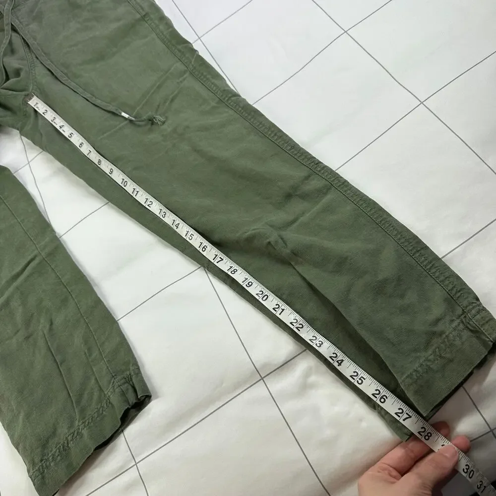 J. Crew Pants Womens XS Tall Green Seaside Linen Blend Drawstring Casual Travel